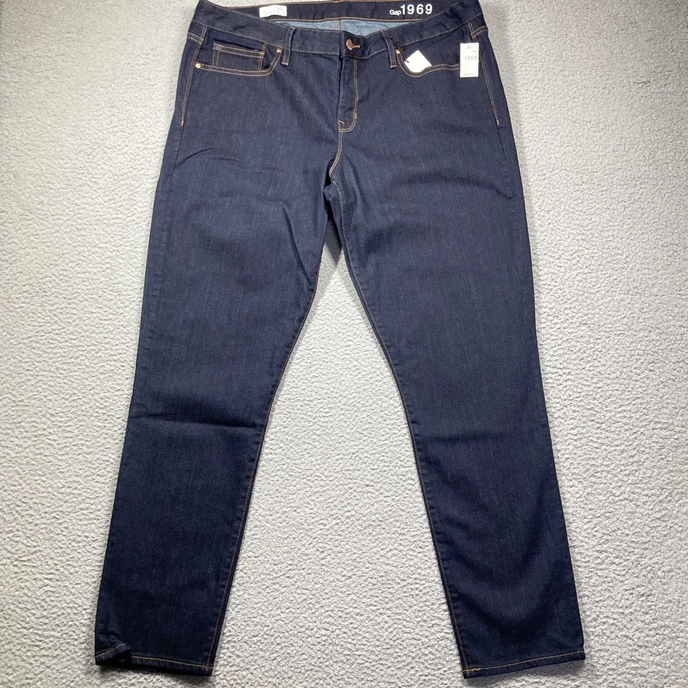 Gap 1969 Jeans Women's 34r (39x30) Dark Wash Blue Tapered‎ Always Skinny NEW